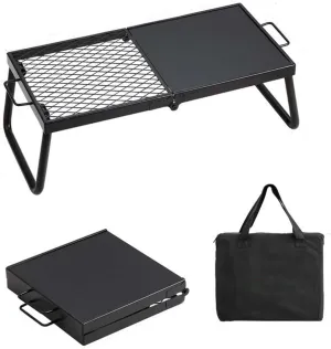 Folding Campfire Grill,Heavy-Duty Steel,Portable Design with Diamond Mesh for Even Heat,Perfect for Camping, Hiking, and Outdoor Cooking (SET1)
