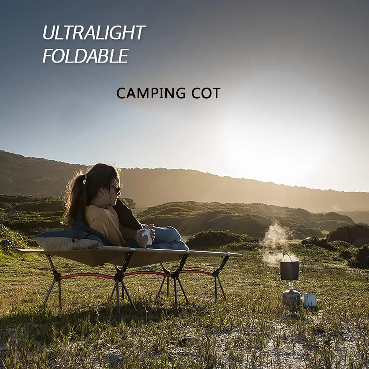 Folding Camping Cot, Portable Detachable Extra Wide Sleeping Cot, Max Load 330 LBS, Compact for Outdoor Indoor use for Camping, BBQ, Hiking, Backpacking, Beach, Office