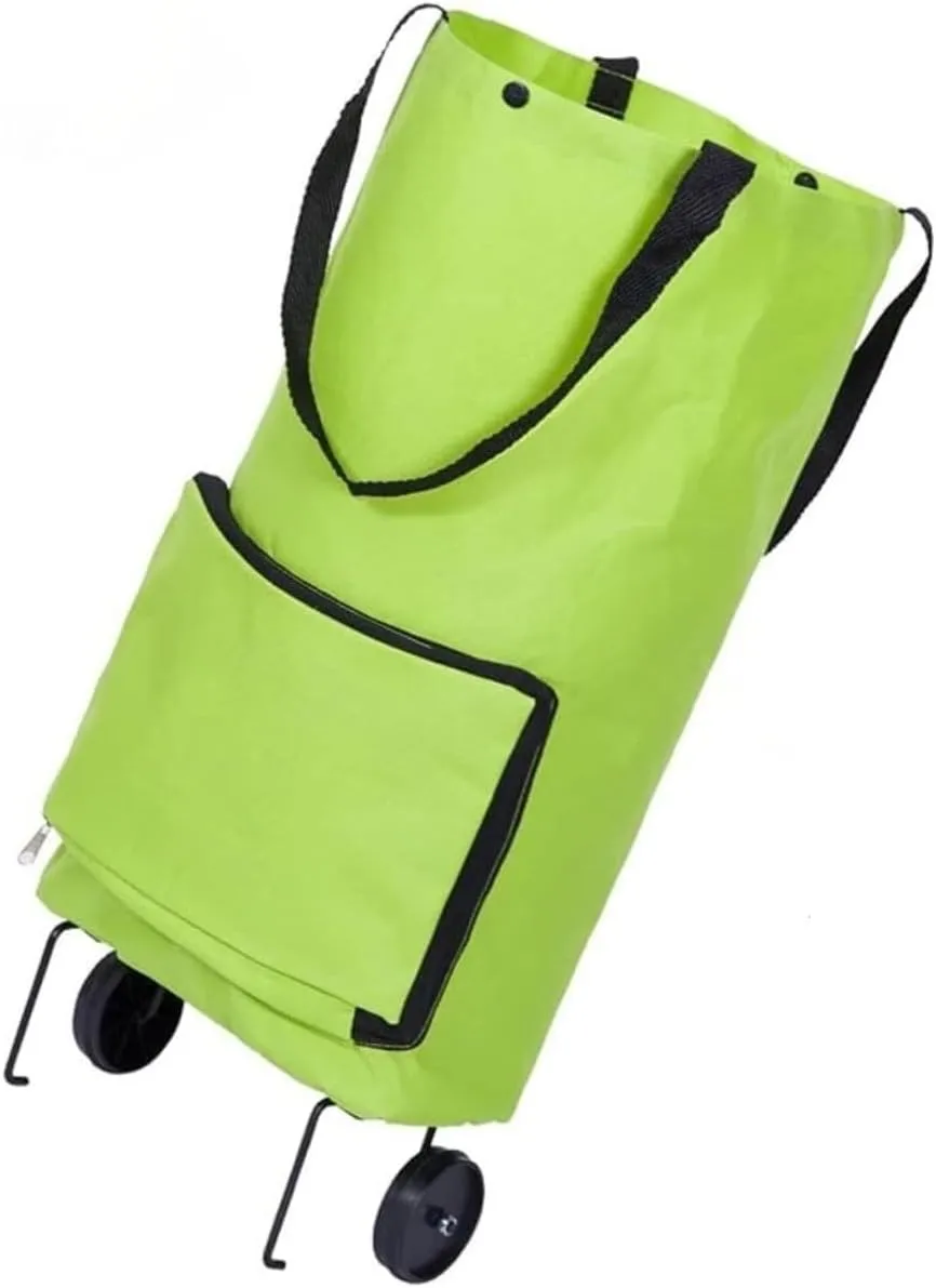 Folding Shopping Cart, Folding Shopping Bag Shopping Buy Food Trolley Bag On Wheels Bag Buy Vegetables Shopping Organizer Grocery Utility Carts(Green)
