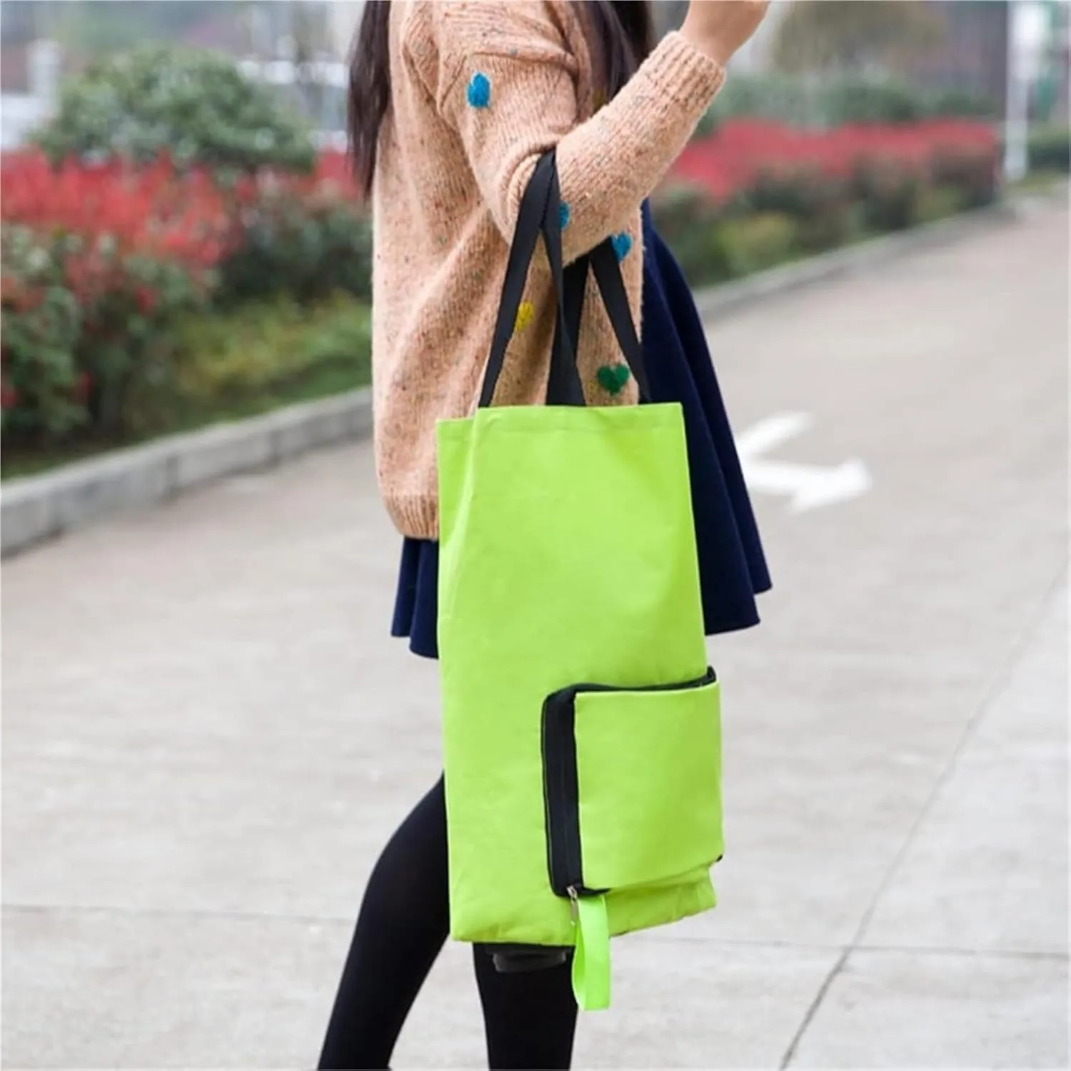 Folding Shopping Cart, Folding Shopping Bag Shopping Buy Food Trolley Bag On Wheels Bag Buy Vegetables Shopping Organizer Grocery Utility Carts(Green)