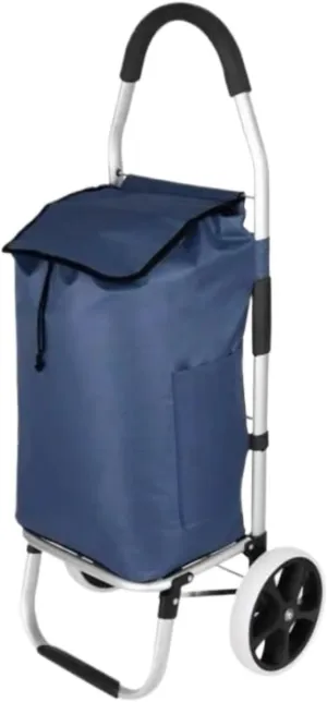 Folding Shopping Cart, Shopping Trolley Foldable Shopping Cart Solid with Bag Multifunctional Luggage Cart with Wheel Grocery Utility Carts(Blue)