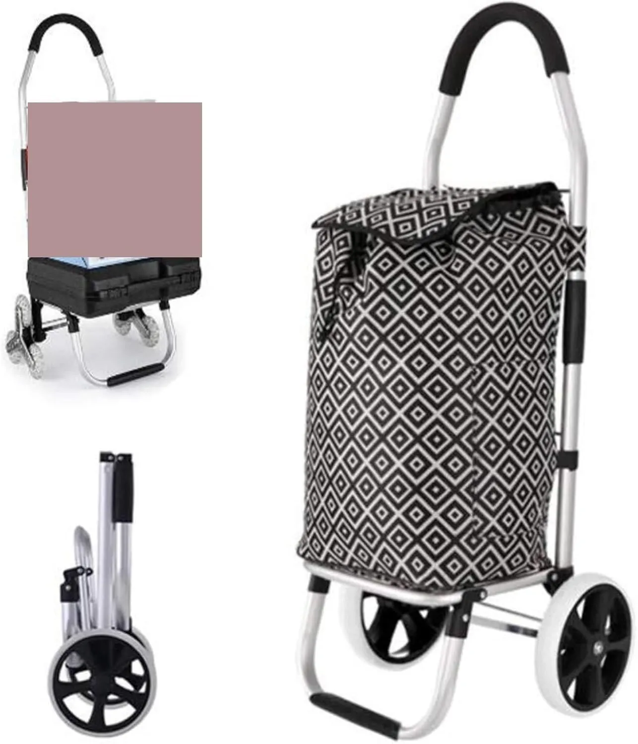 Folding Shopping Cart, Shopping Trolley Foldable Shopping Cart Solid with Bag Multifunctional Luggage Cart with Wheel Grocery Utility Carts(Blue)