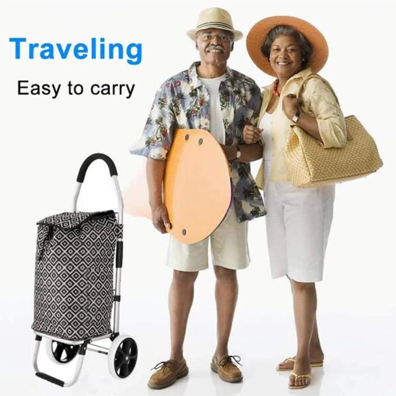Folding Shopping Cart, Shopping Trolley Foldable Shopping Cart Solid with Bag Multifunctional Luggage Cart with Wheel Grocery Utility Carts(Blue)