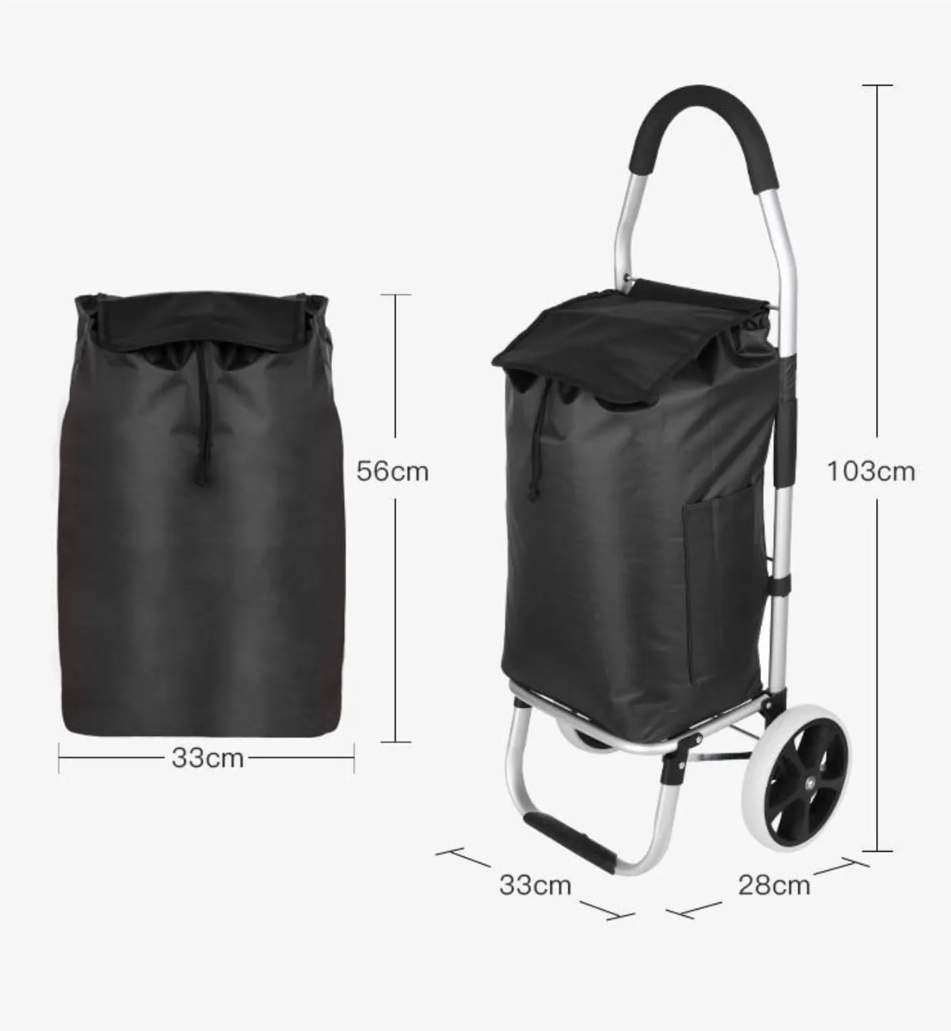 Folding Shopping Cart, Shopping Trolley Foldable Shopping Cart Solid with Bag Multifunctional Luggage Cart with Wheel Grocery Utility Carts(Blue)