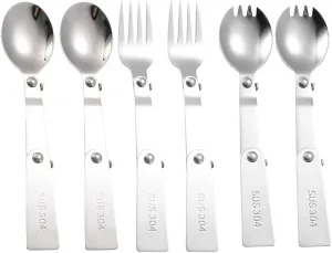 Folding Spoons 12pcs Folding Spoon Fork Set,Picnic Foldable Cutlery, Dinnerware for Camping Hiking for Thermos Container Food Containers(Spoon Fork Spork)