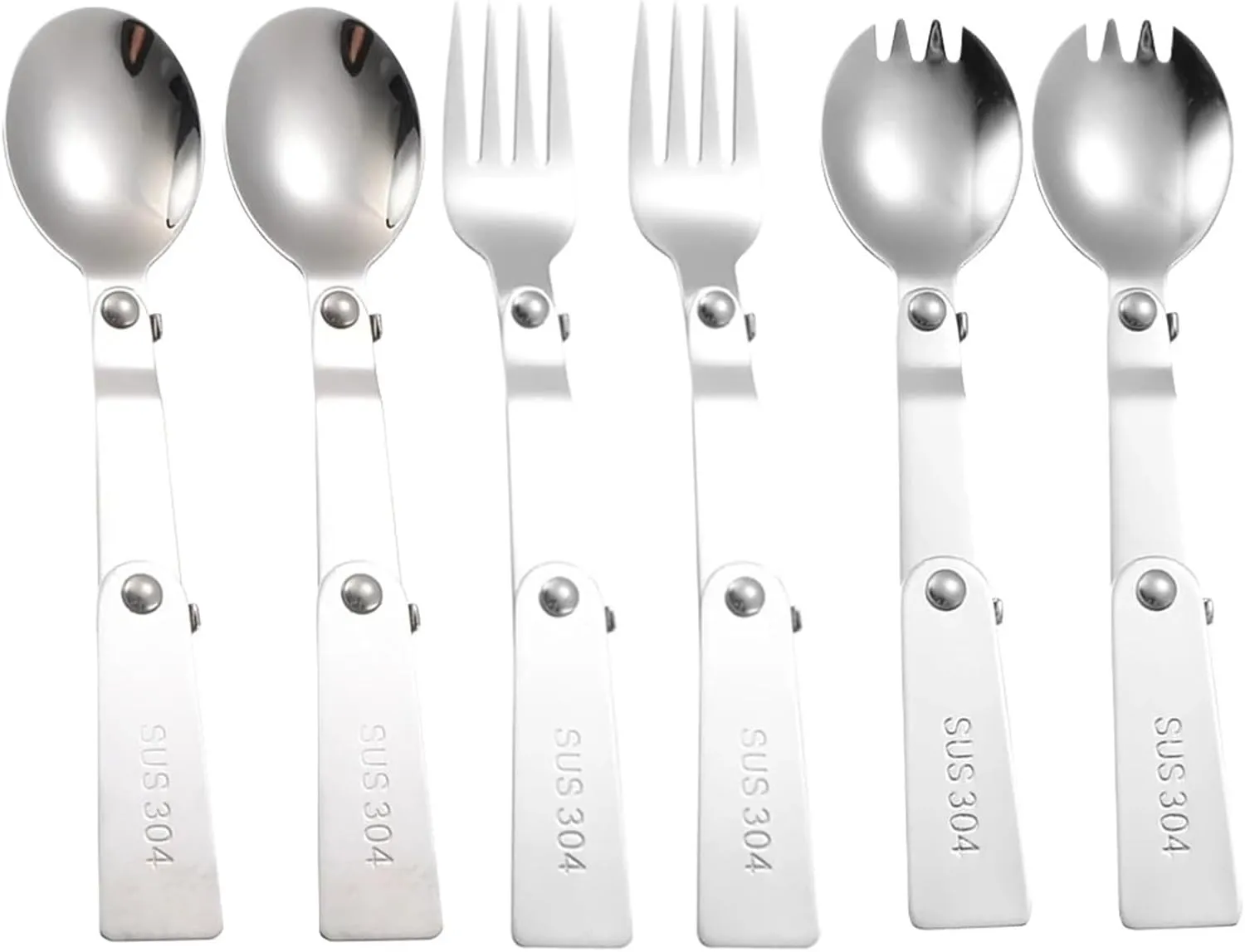 Folding Spoons 12pcs Folding Spoon Fork Set,Picnic Foldable Cutlery, Dinnerware for Camping Hiking for Thermos Container Food Containers(Spoon Fork Spork)