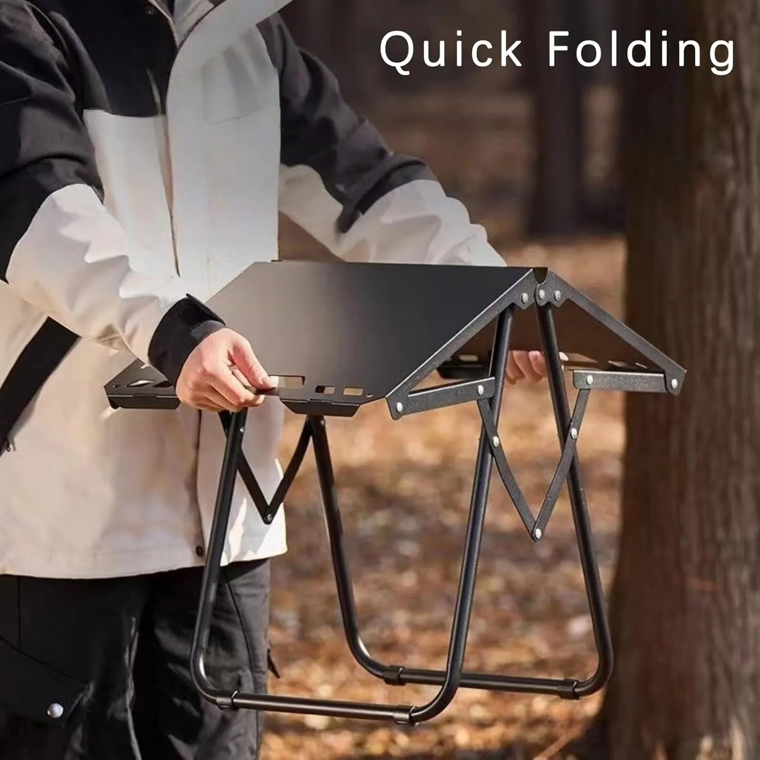 Folding Table Camping Dining Table, Lightweight Fold Up Rectangle Outdoor Side Tables for Patio Picnic Party Beach Patio Grill Bistro Balcony RV Fishing