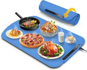 Food Warming Mat for Buffet, VEPOKA Food Warming Mats for Countertop, Silicone Heating Mat with 7 Temperature Levels& Auto Shut-Off, Food Warmers for Parties, Gatherings, Everyday Use