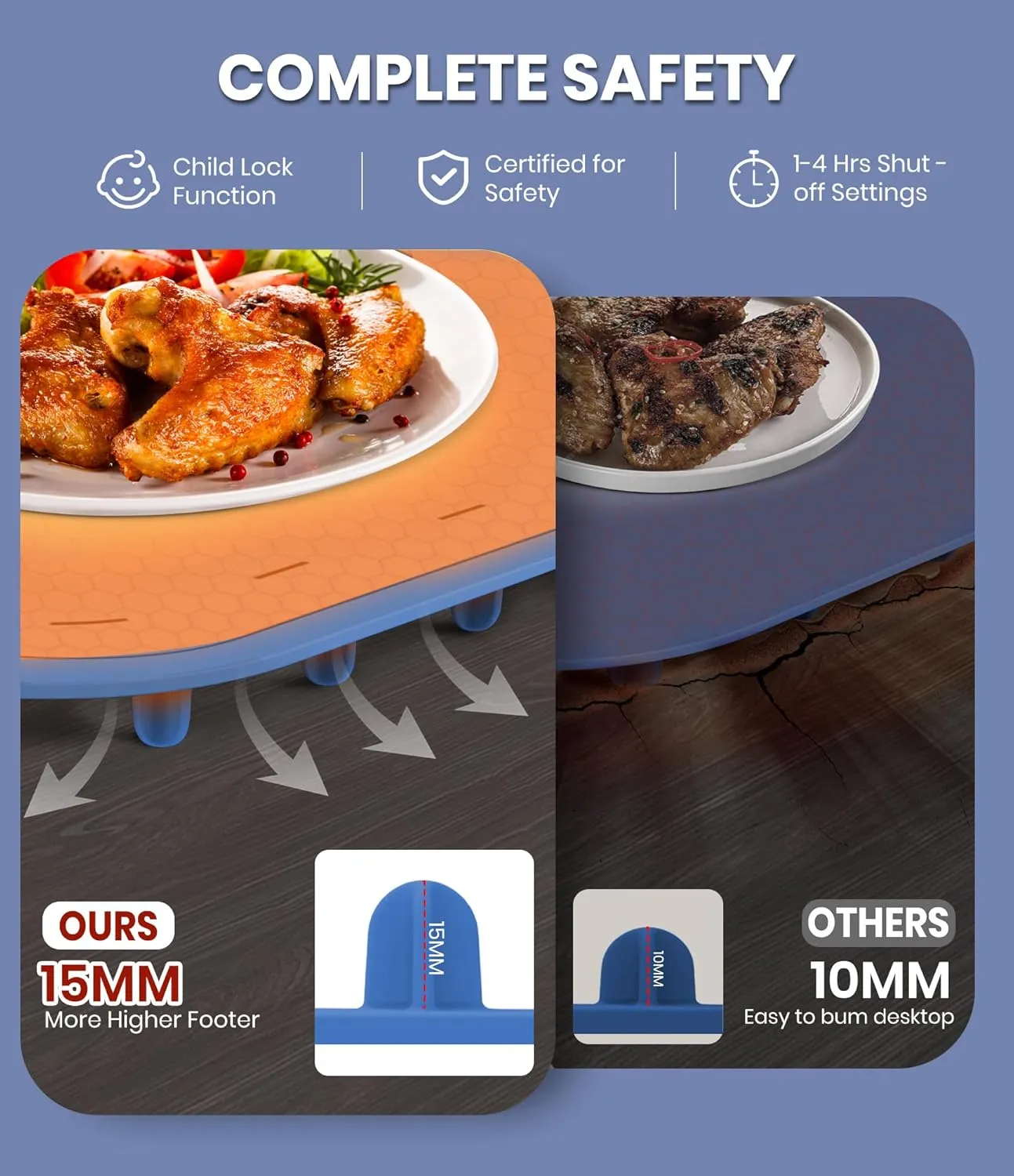 Food Warming Mat for Buffet, VEPOKA Food Warming Mats for Countertop, Silicone Heating Mat with 7 Temperature Levels& Auto Shut-Off, Food Warmers for Parties, Gatherings, Everyday Use