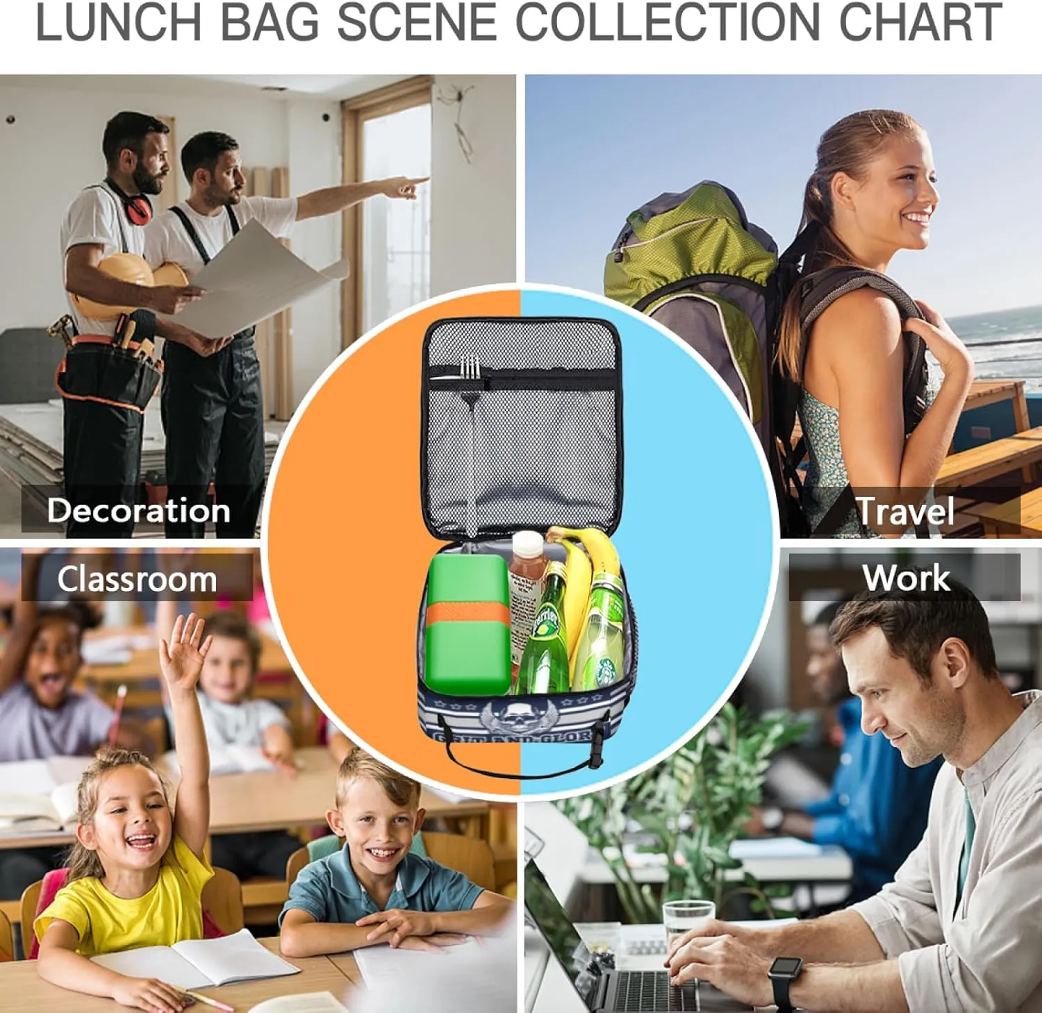Football Insulated Lunch Box for Kids Boys Girls, Football Gifts Lunch Bag, Reusable Insulated Tote bags, Football Lunchbox for Men Women