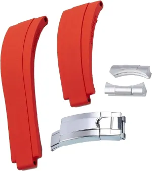 For Rolex Rubber Watch Strap With Stainless Steel Buckle Arc Joints Watch Bands 20mm 21mm