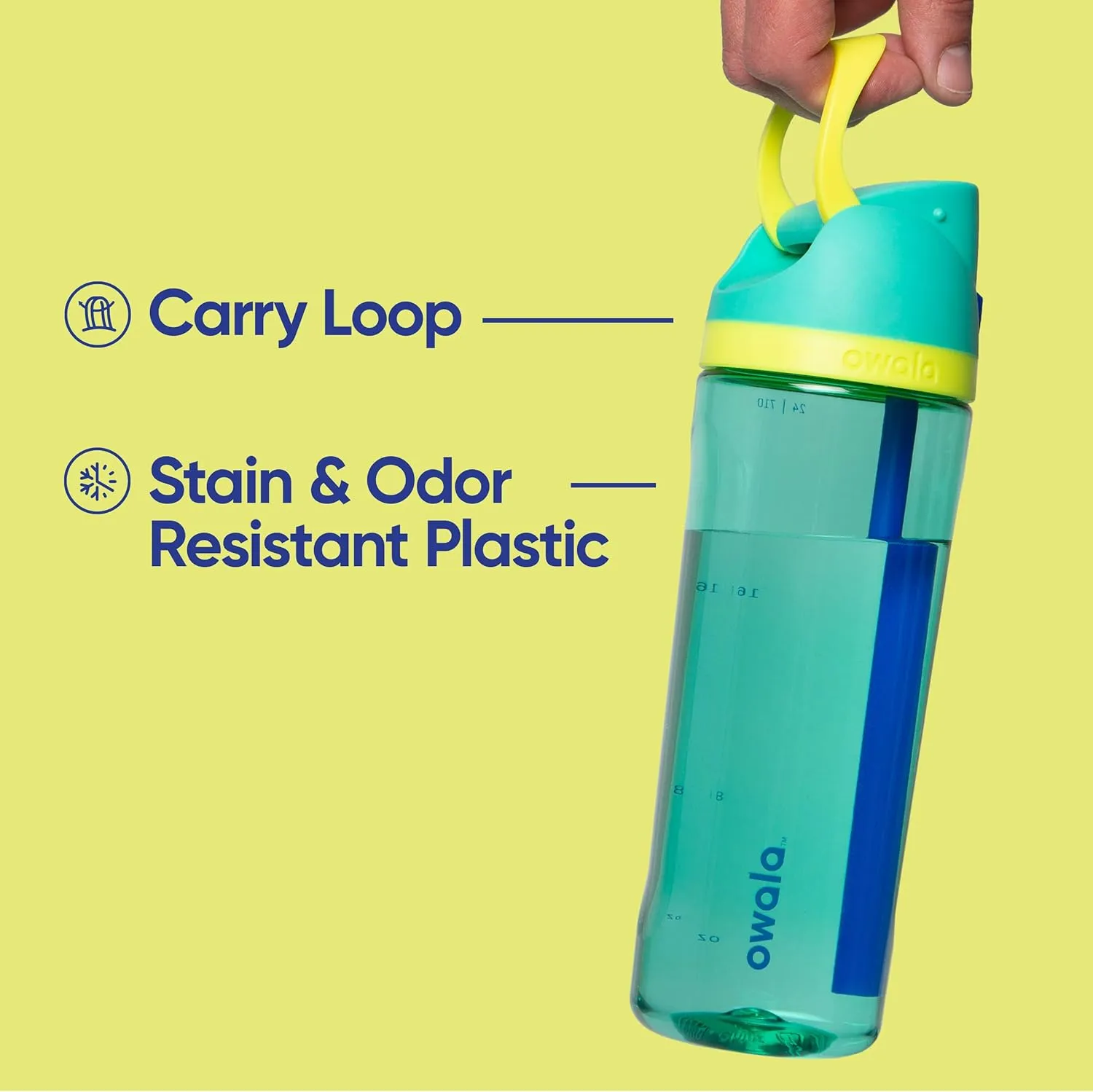 FreeSip Clear Tritan Plastic Water Bottle with Straw, BPA-Free Sports Water Bottle, Great for Travel, 25 Oz, Shy Marshmallow