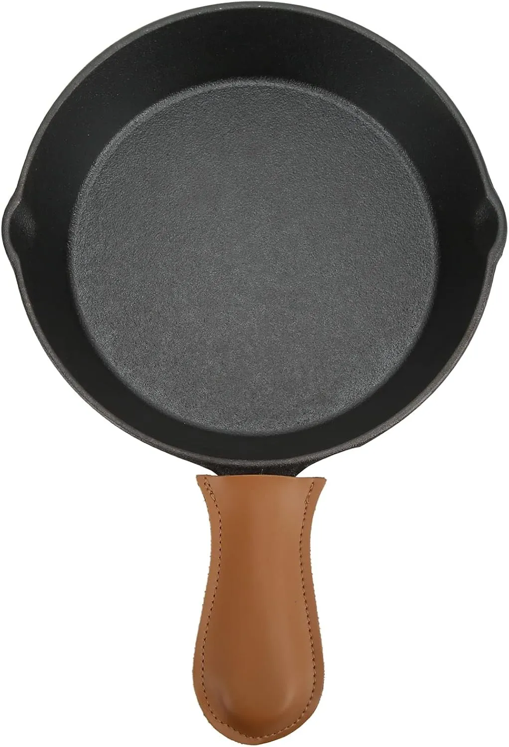 Frying Pan, Nonstick Round Grill Cookware, Coating Pig Iron Barbecue Camping Pan with Anti Scald PU Cover Camping Skillet for Outdoor Hiking