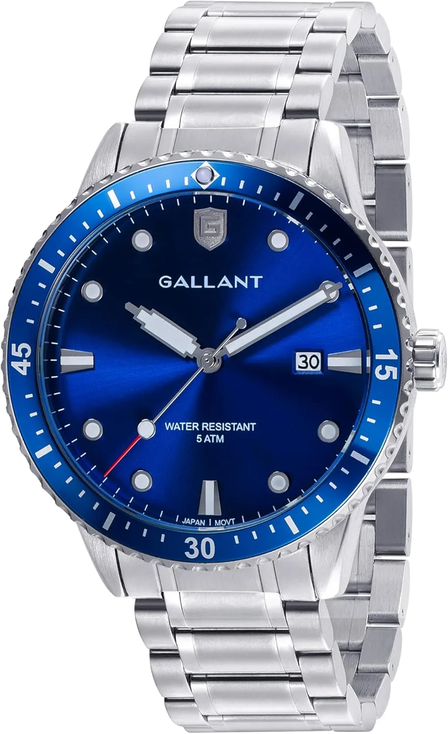 G GALLANT Mens Watch Quartz Analog Watches with Stainless Steel Band Metal Wrist Watch for Men Calendar Date 5ATM Waterproof Watches Business Casual Dress