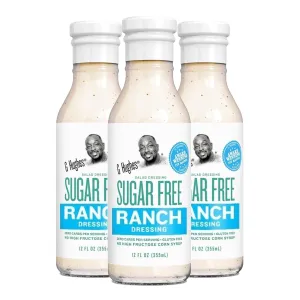 G Hughes Sugar Free Ranch Dressing - Ranch Sauce, Low Fat Salad Dressing, No Sugar Ranch Dip, Gluten Free, Zero Carb - 12 Fl Oz Bottle (3 Pack)