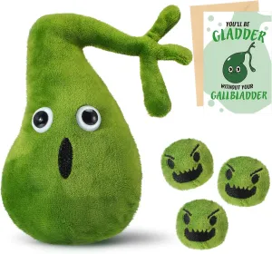 Gallbladder Plush Set Gall Surgery Recovery Gifts Include Gall Plush with Gallstones Stuffed and Gallbladder Get Well Card Operation Removal Gift for Gallstones Patient(Green)