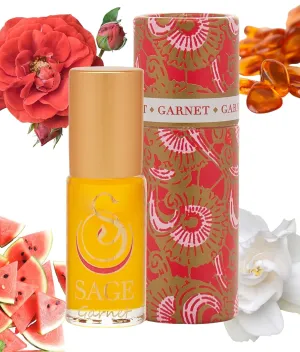 Garnet Perfume Oil Roll-On by Sage- 1/8 oz, Vegan & Cruelty-Free, Earthy Scent, Moroccan Rose, Amber, Egyptian Musk - Made in USA