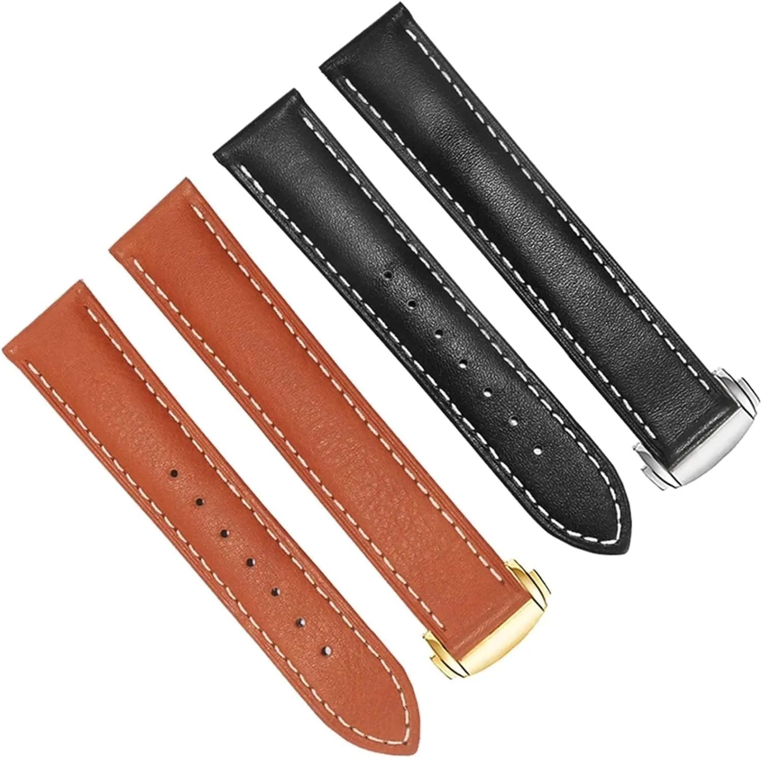 Genuine Leather Watchband For Omega 300/150 Watch Strap With Folding Buckle Accessories Wrist Band