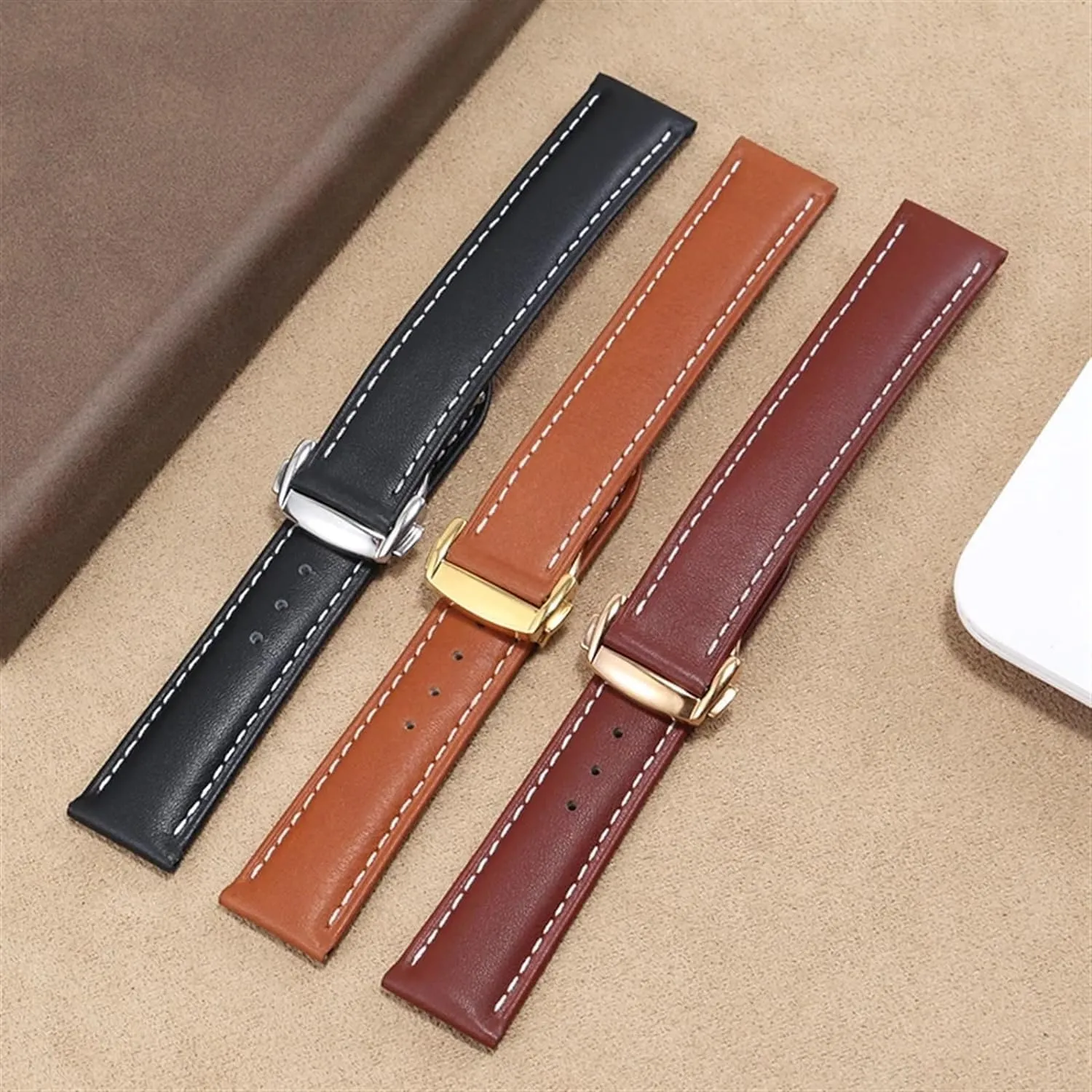 Genuine Leather Watchband For Omega 300/150 Watch Strap With Folding Buckle Accessories Wrist Band