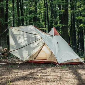 GeRRiT Family Camping Tent Large Waterproof Double Layer Pyramid Tipi Tent Camping Mongolian Yurt Tent for Picnic Festival Beautiful Scenery