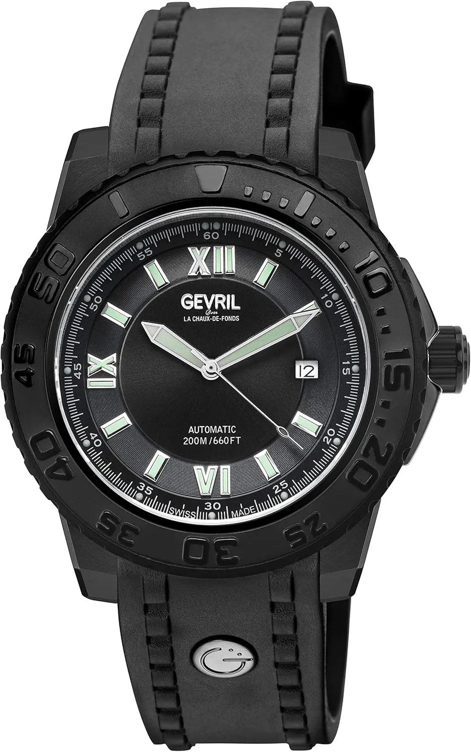 Gevril Seacloud Men's Automatic Watch, Genuine Rubber Strap with Buckle