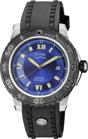 Gevril Seacloud Men's Automatic Watch, Genuine Rubber Strap with Buckle