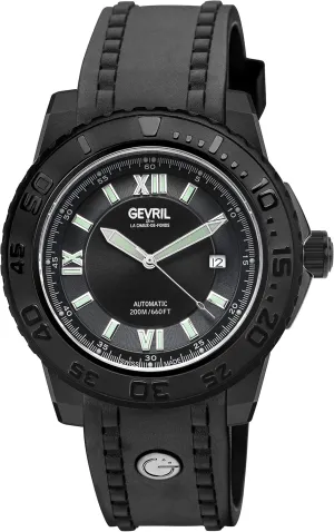 Gevril Seacloud Men's Automatic Watch, Genuine Rubber Strap with Buckle
