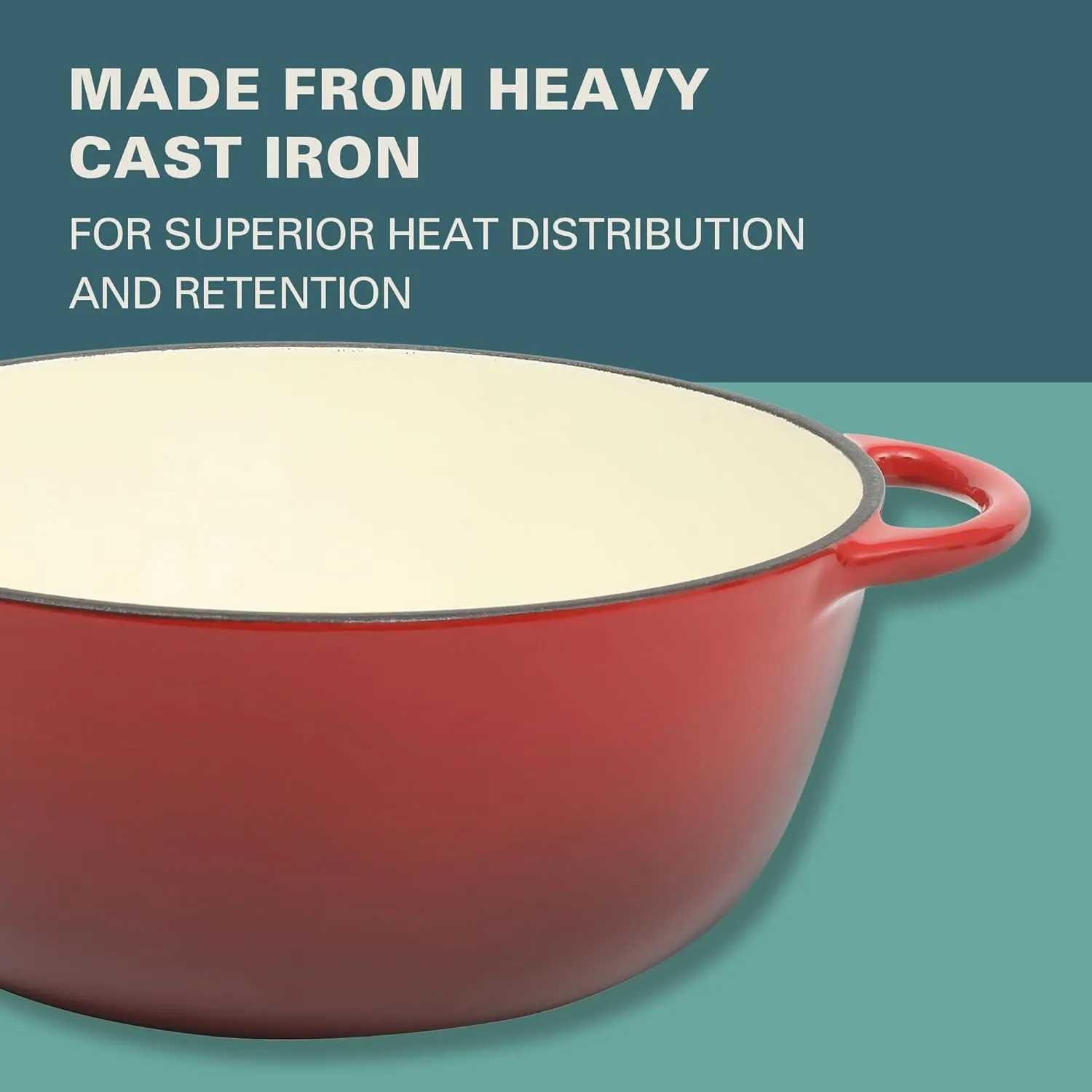Gibson Home Addlestone 2.65 Quart Round Enamel Cast Iron Dutch Oven Pot With Lid & Dual Handles - Red