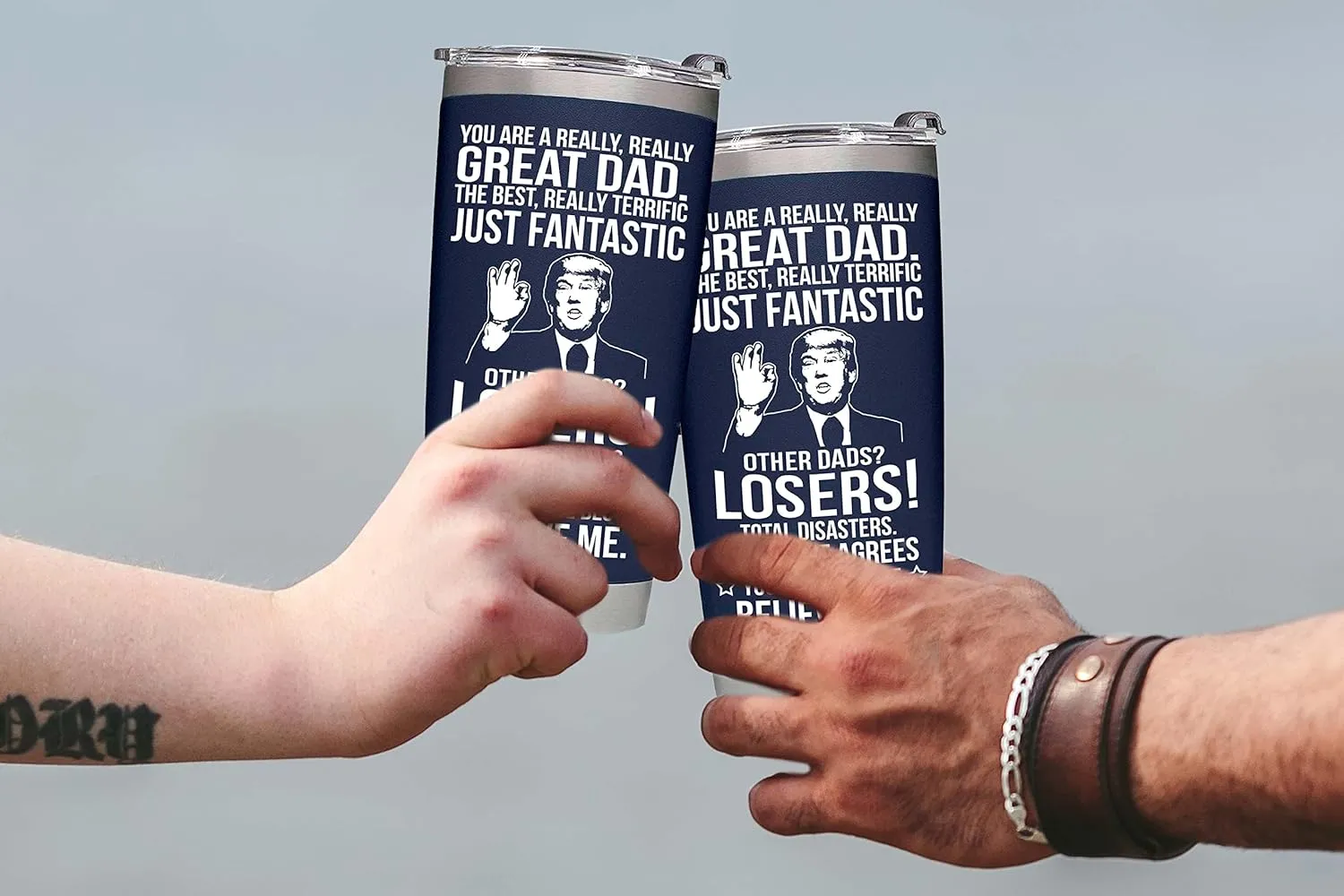 Gifts for Dad from Daughter, Son, Kids on Fathers Day, Christmas, Birthday - Funny Fathers Day Tumbler - Present for Father - Dad Tumbler 20oz, Navy Insulated Stainless Steel