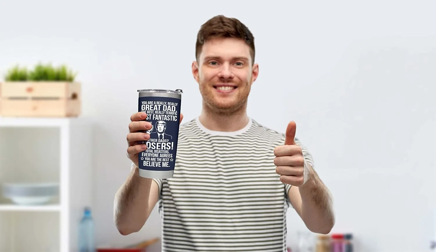 Gifts for Dad from Daughter, Son, Kids on Fathers Day, Christmas, Birthday - Funny Fathers Day Tumbler - Present for Father - Dad Tumbler 20oz, Navy Insulated Stainless Steel