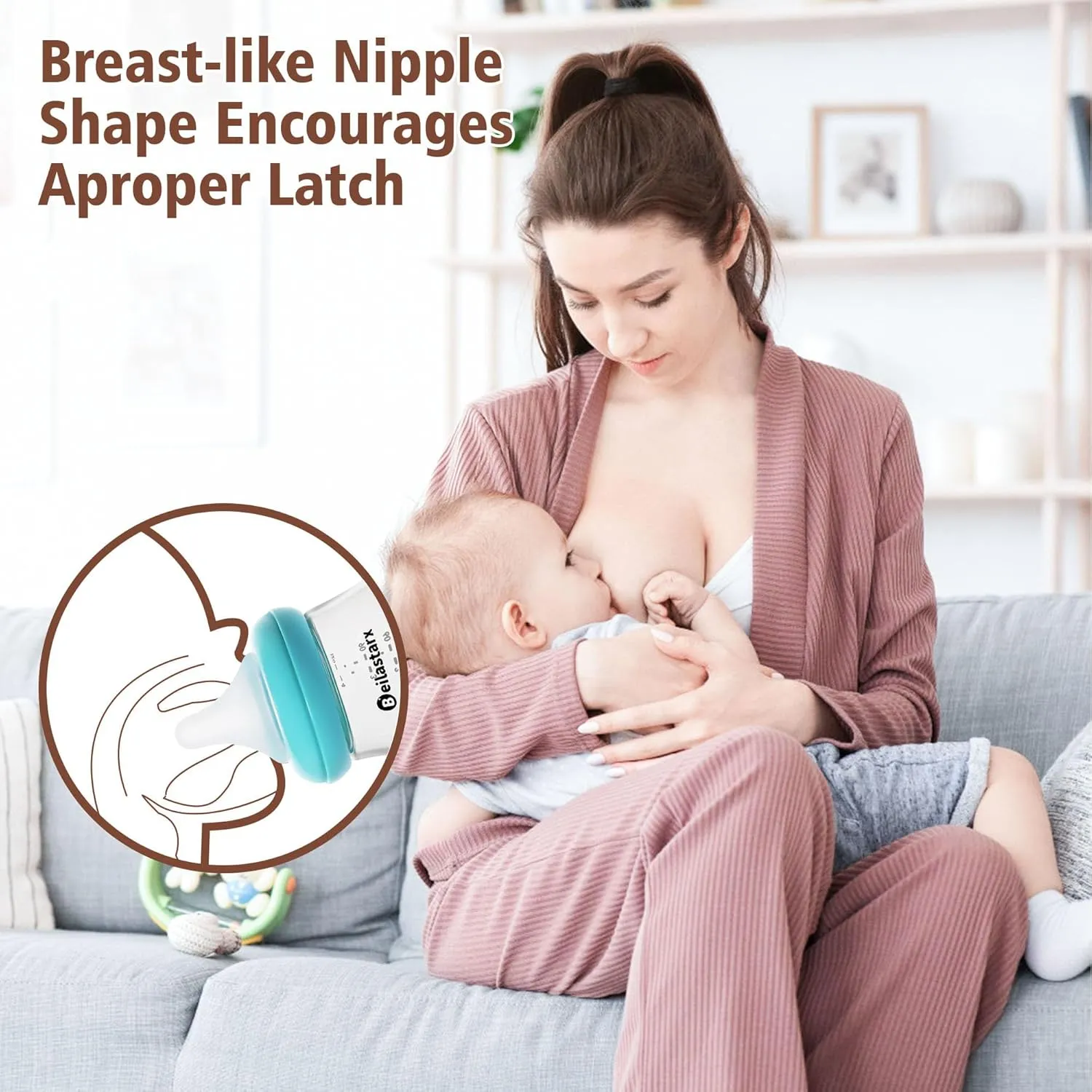 Glass Baby Bottles with Natural Response Nipple Size SS - Anti Colic Baby Bottles Wide Neck Slow Flow Baby Bottle (Multicolor, 4oz (Pack of 2))