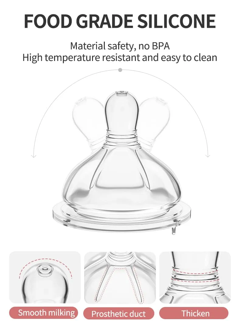 Glass Baby Bottles,Anti Colic Breastfeeding Bottle with Natural Response Nipple Size S,Wide Neck Slow Flow Baby Bottle for Baby,Newborn,Preemie 0-3 0-6 Month,BPA Free (Pink, 2 Pack, 5 Ounce)