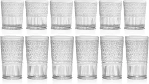 Godinger Drinking Glasses, Acrylic Drinking Kitchen, Cocktail Glasses, Elegant Plastic Cups, Whiskey, Water, 6 Tall Glass Cups & 6 Short Glasses - Set of 12