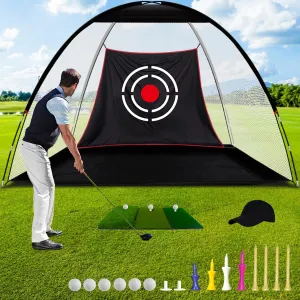 Golf Hitting Net with Balls/Turf Mat/Tees/Hat/Target/Bag: 10x7ft 12x7ft Gift for Mens Real Golf Lovers Practice Driving Chipping Nets - Home Indoor Outdoor Backyard Garage Use