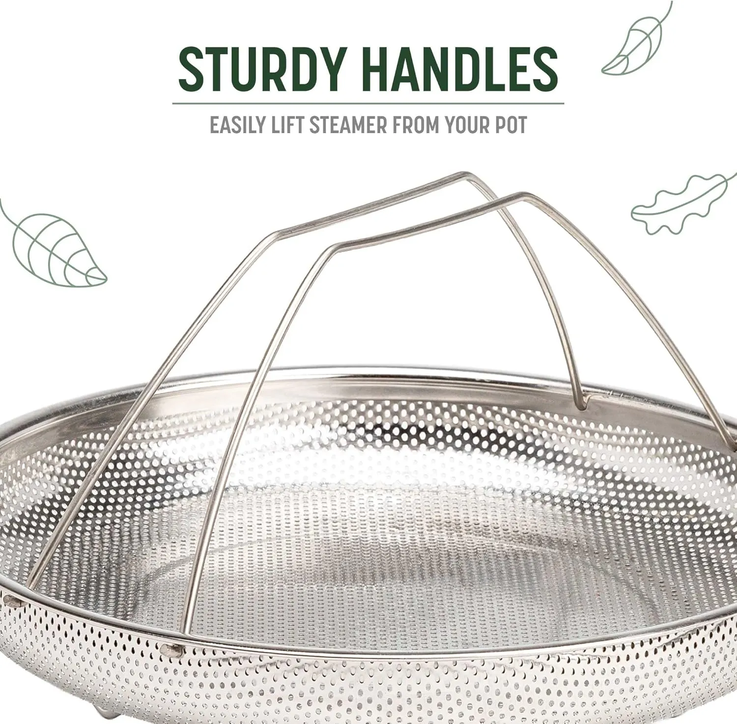 Goodful All-In-One Pan Steamer Basket, Premium Stainless Steel Construction, Dishwasher Safe, Perfect for Steaming Vegetables, Full Handle for Easy Use