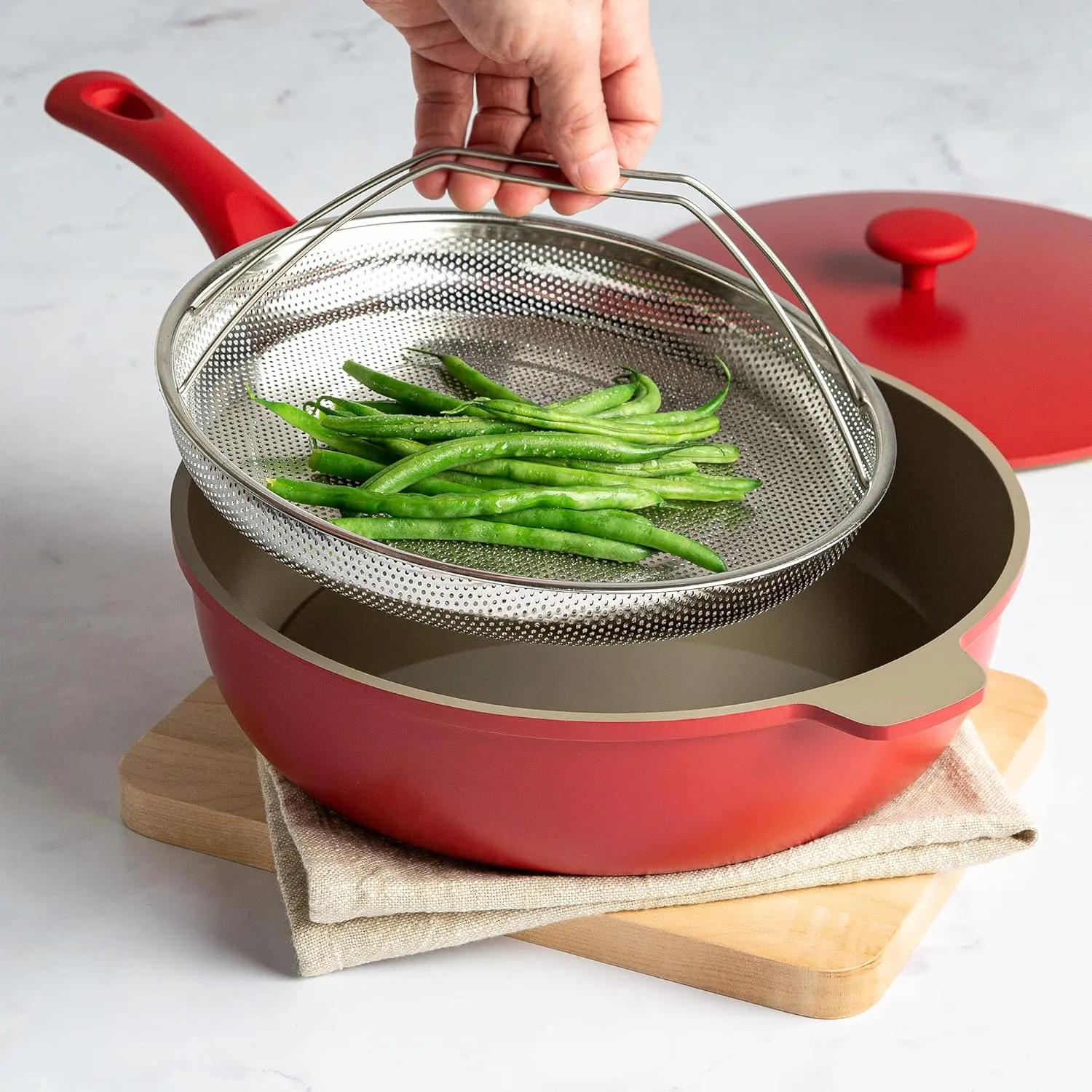 Goodful All-In-One Pan Steamer Basket, Premium Stainless Steel Construction, Dishwasher Safe, Perfect for Steaming Vegetables, Full Handle for Easy Use
