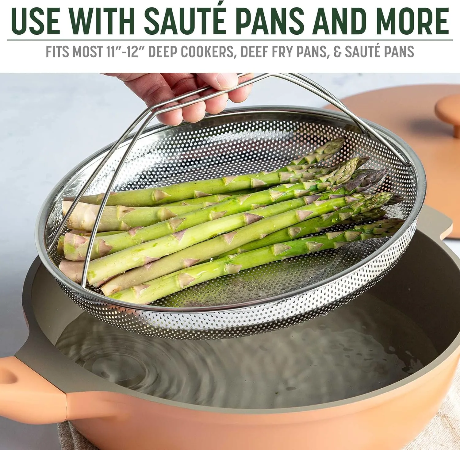 Goodful All-In-One Pan Steamer Basket, Premium Stainless Steel Construction, Dishwasher Safe, Perfect for Steaming Vegetables, Full Handle for Easy Use