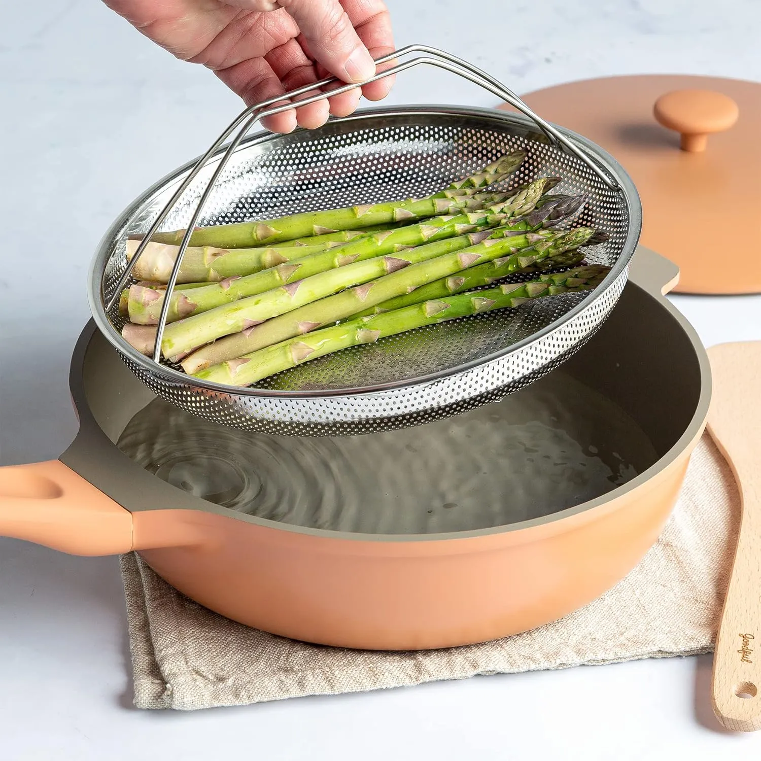 Goodful All-In-One Pan Steamer Basket, Premium Stainless Steel Construction, Dishwasher Safe, Perfect for Steaming Vegetables, Full Handle for Easy Use