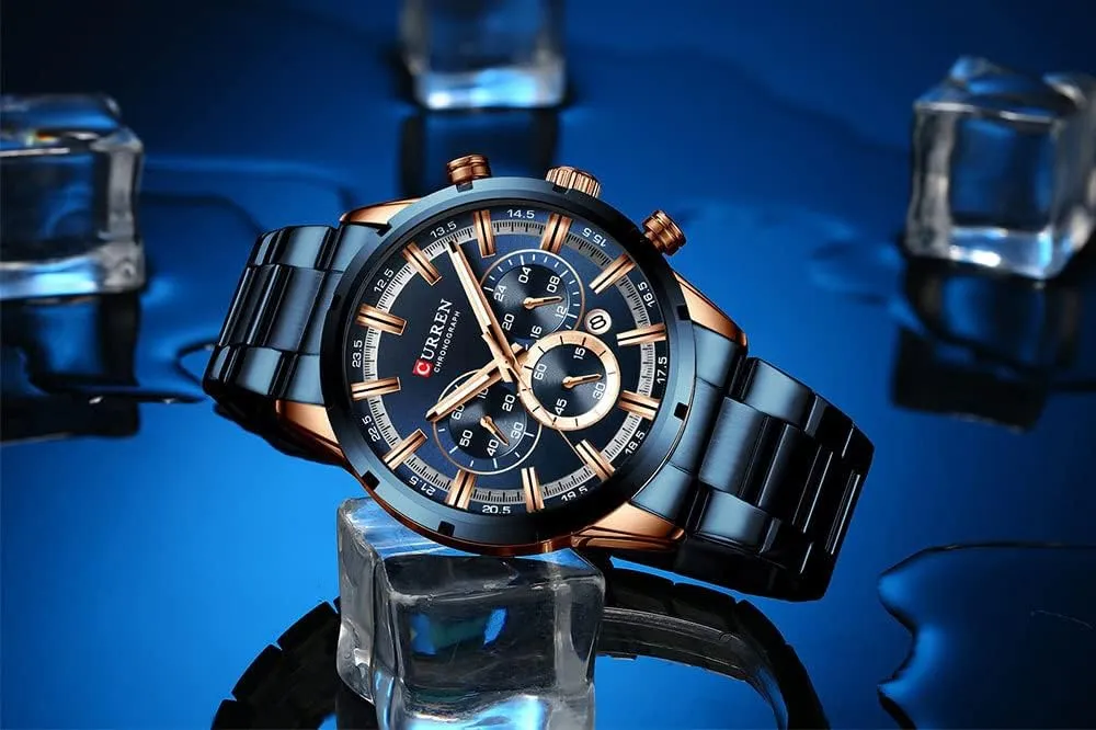 Gosasa Men's Wrist Watch Waterproof Date Chronograph Military Army Luminous Business Quartz Stainless Steel Strap Man Sport Watches