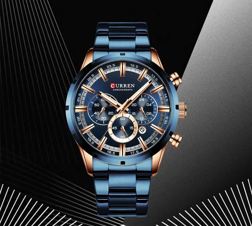 Gosasa Men's Wrist Watch Waterproof Date Chronograph Military Army Luminous Business Quartz Stainless Steel Strap Man Sport Watches