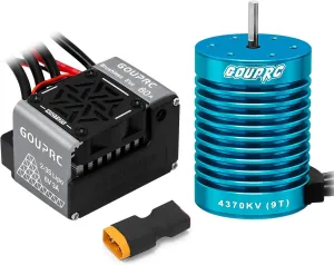GOUPRC S3650 9T 4370KV Brushless Motor 3.175mm Shaft with Upgrade 60A ESC Electric Speed Controller Combo Set for 1/10 RC Car Truck