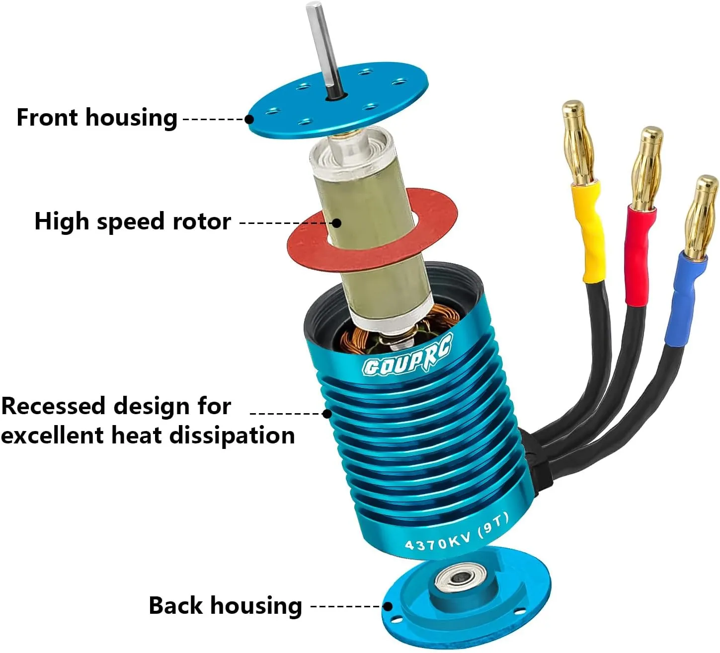 GOUPRC S3650 9T 4370KV Brushless Motor 3.175mm Shaft with Upgrade 60A ESC Electric Speed Controller Combo Set for 1/10 RC Car Truck