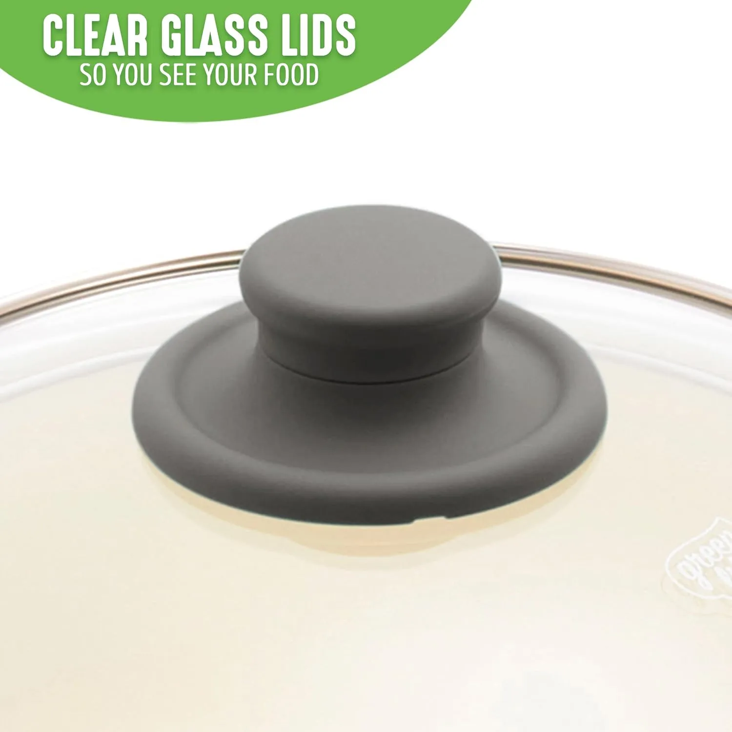 GreenLife Soft Grip 1QT and 2QT Saucepan Set, Non-Toxic PFAS-Free Ceramic Nonstick, Glass Lids, Stay Cool Handles, Wobble Free Base, Dishwasher & Oven Safe, Easy Clean, Multipurpose, Gray