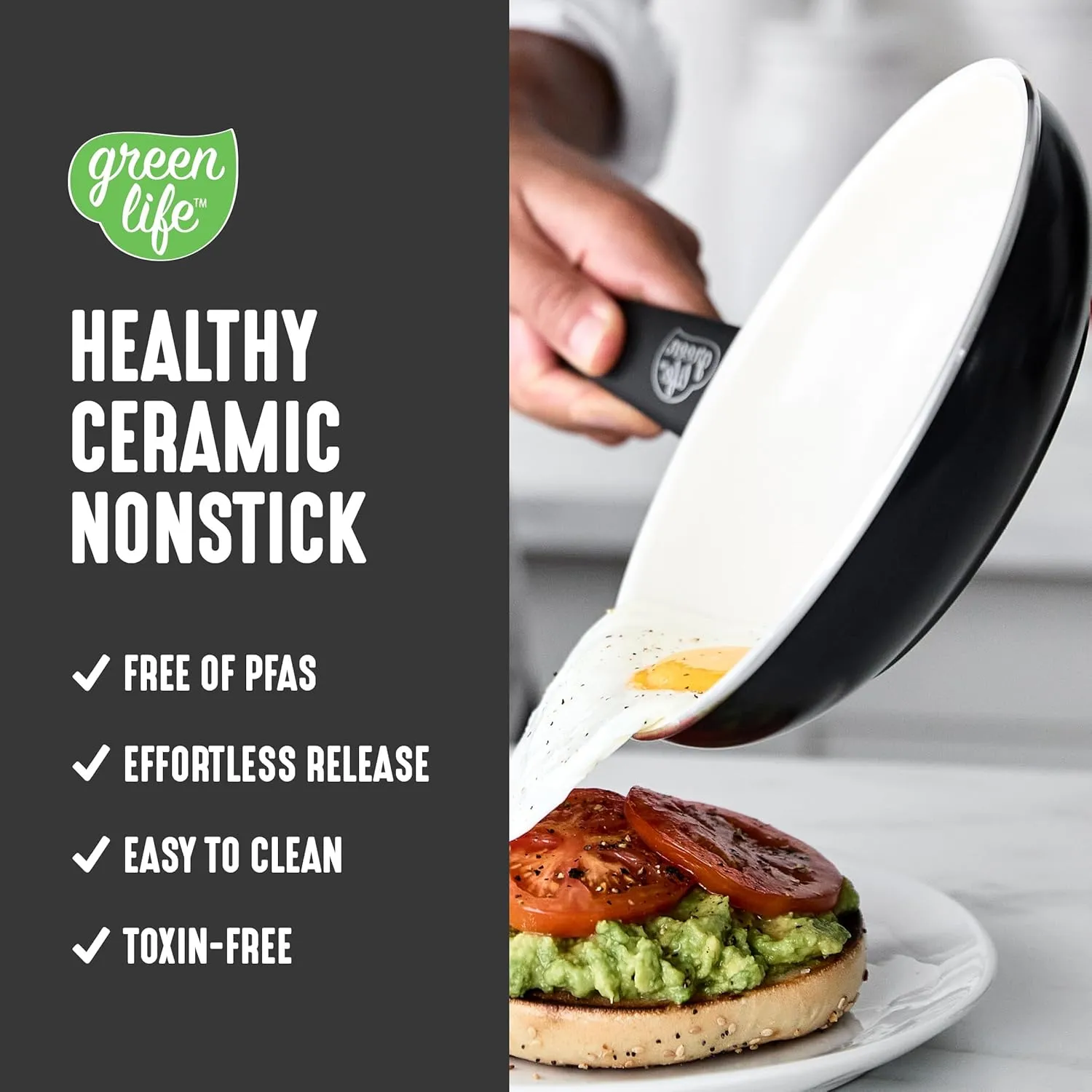 GreenLife Soft Grip 8 Piece Cookware Set, Non-Toxic PFAS-Free Ceramic Nonstick, Frying, Sauce, Sauté, Utensils, Glass Lids, Stay-Cool Handles, Wobble Free, Dishwasher & Oven Safe, Black