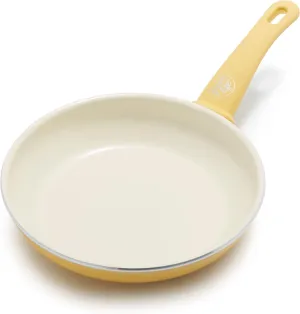 GreenLife Soft Grip Healthy Ceramic Nonstick, 8" Frying Pan Skillet, PFAS-Free, Dishwasher Safe, Yellow