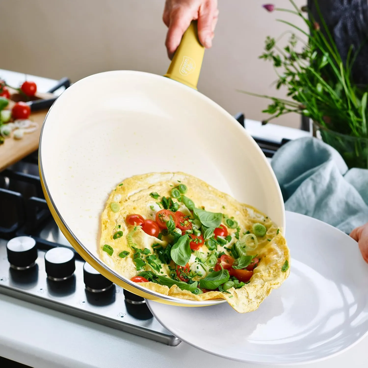 GreenLife Soft Grip Healthy Ceramic Nonstick, 8" Frying Pan Skillet, PFAS-Free, Dishwasher Safe, Yellow