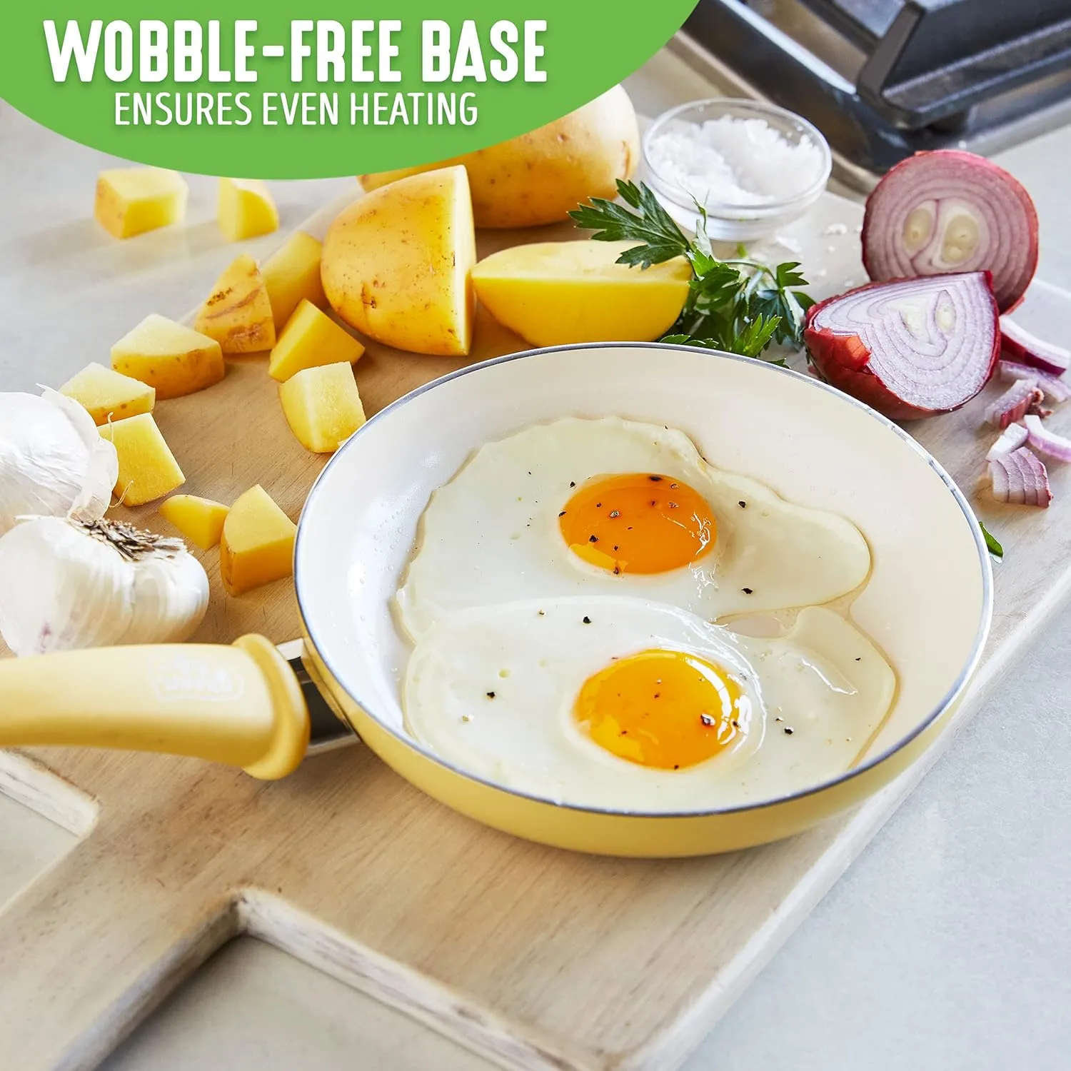 GreenLife Soft Grip Healthy Ceramic Nonstick, 8" Frying Pan Skillet, PFAS-Free, Dishwasher Safe, Yellow