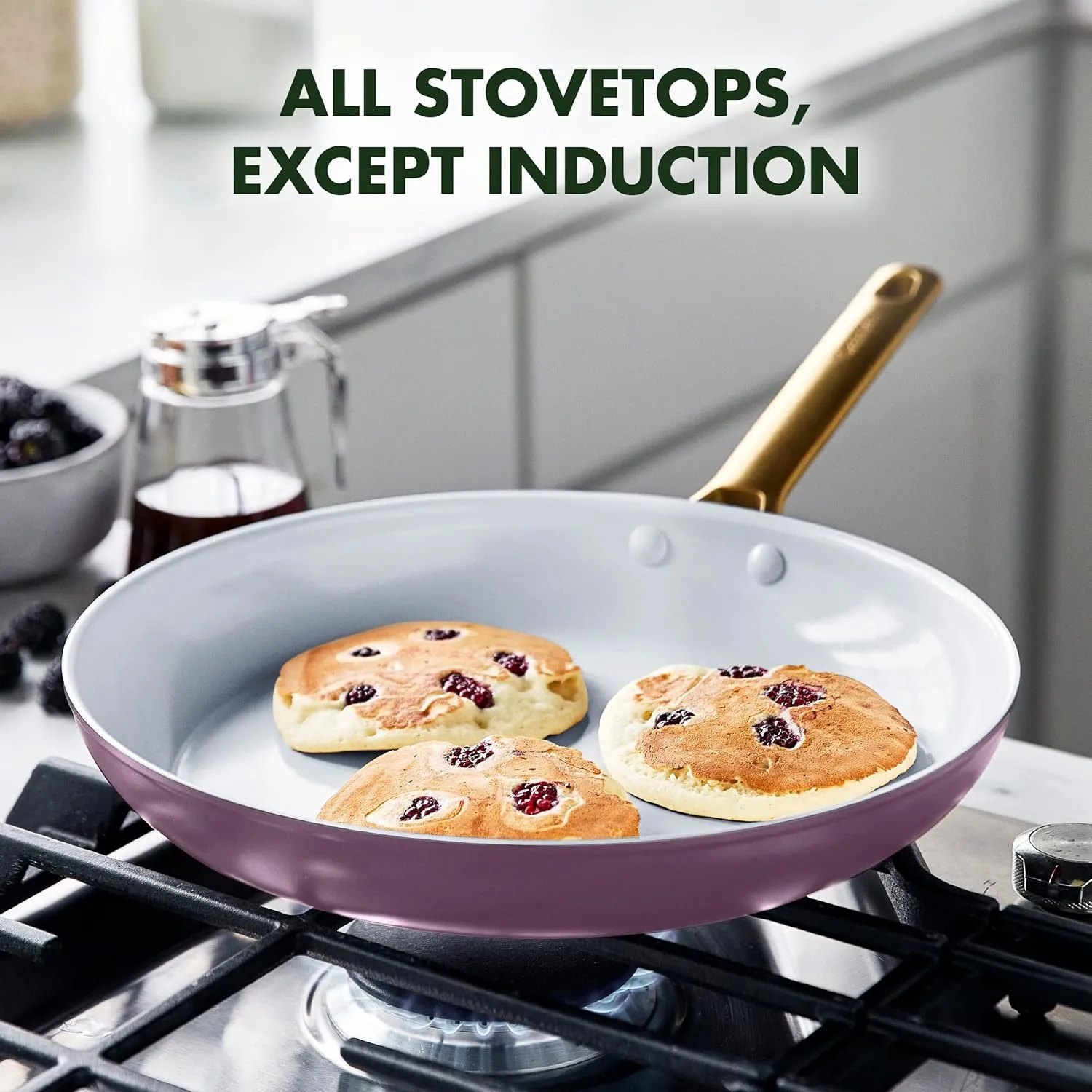 GreenPan Reserve Hard Anodized Healthy Ceramic Nonstick 10" and 12" Frying Pan Skillet Set, Gold Handle, Induction, PFAS-Free, Dishwasher Safe, Oven Safe, Purple