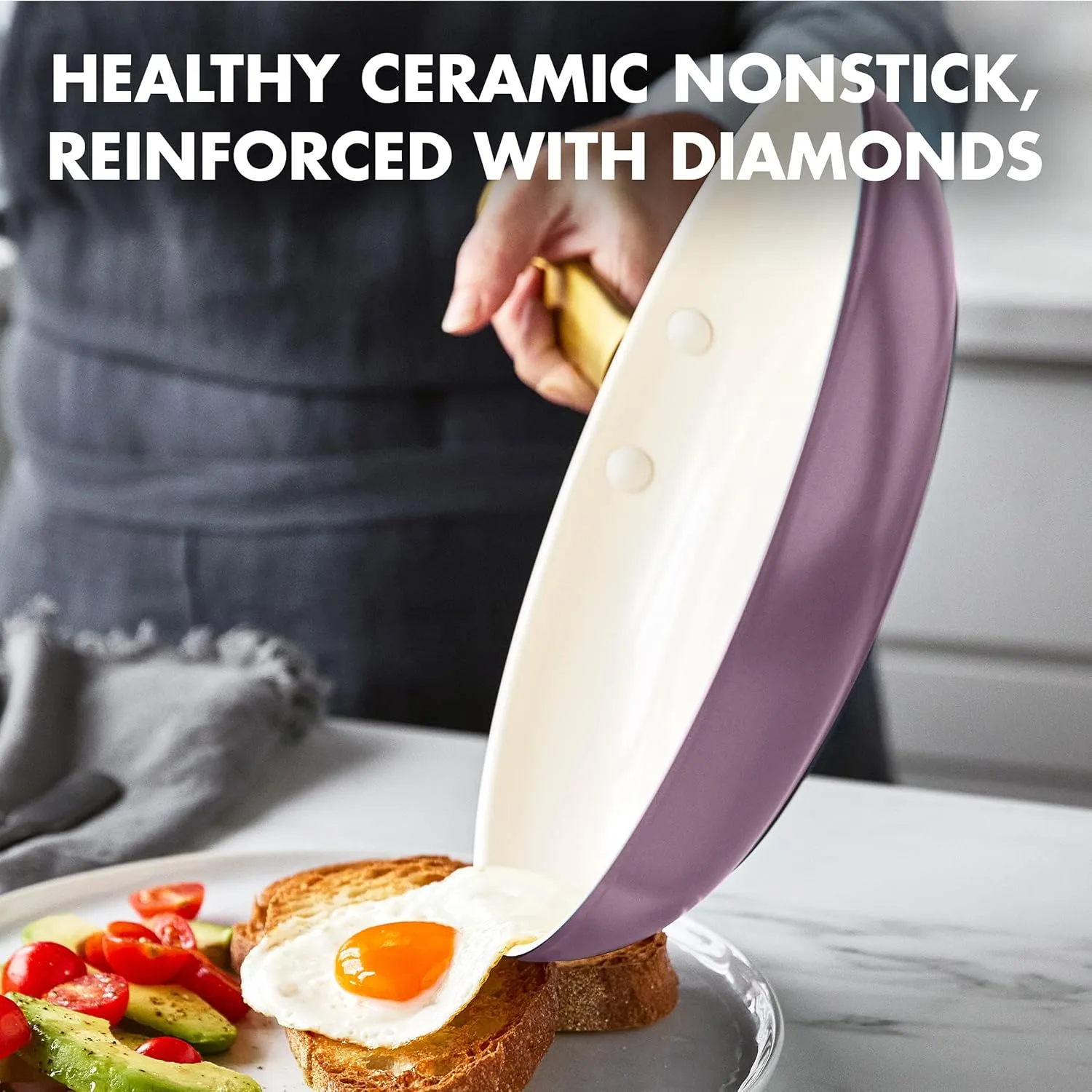 GreenPan Reserve Hard Anodized Healthy Ceramic Nonstick 10" and 12" Frying Pan Skillet Set, Gold Handle, Induction, PFAS-Free, Dishwasher Safe, Oven Safe, Purple