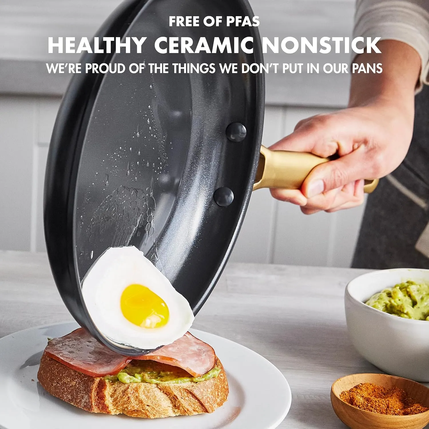 GreenPan Reserve Hard Anodized Healthy Ceramic Nonstick 5 Piece Cookware Pots and Pans Set, Gold Handle, PFAS-Free, Dishwasher Safe, Oven Safe, Black